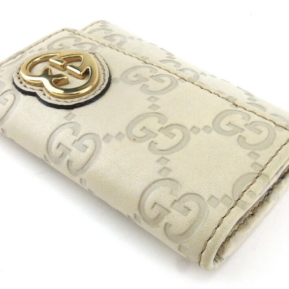 GUCCI Key Case Gucci Mabeige Gray Gray Leather Authentic - Picture 4 of 9